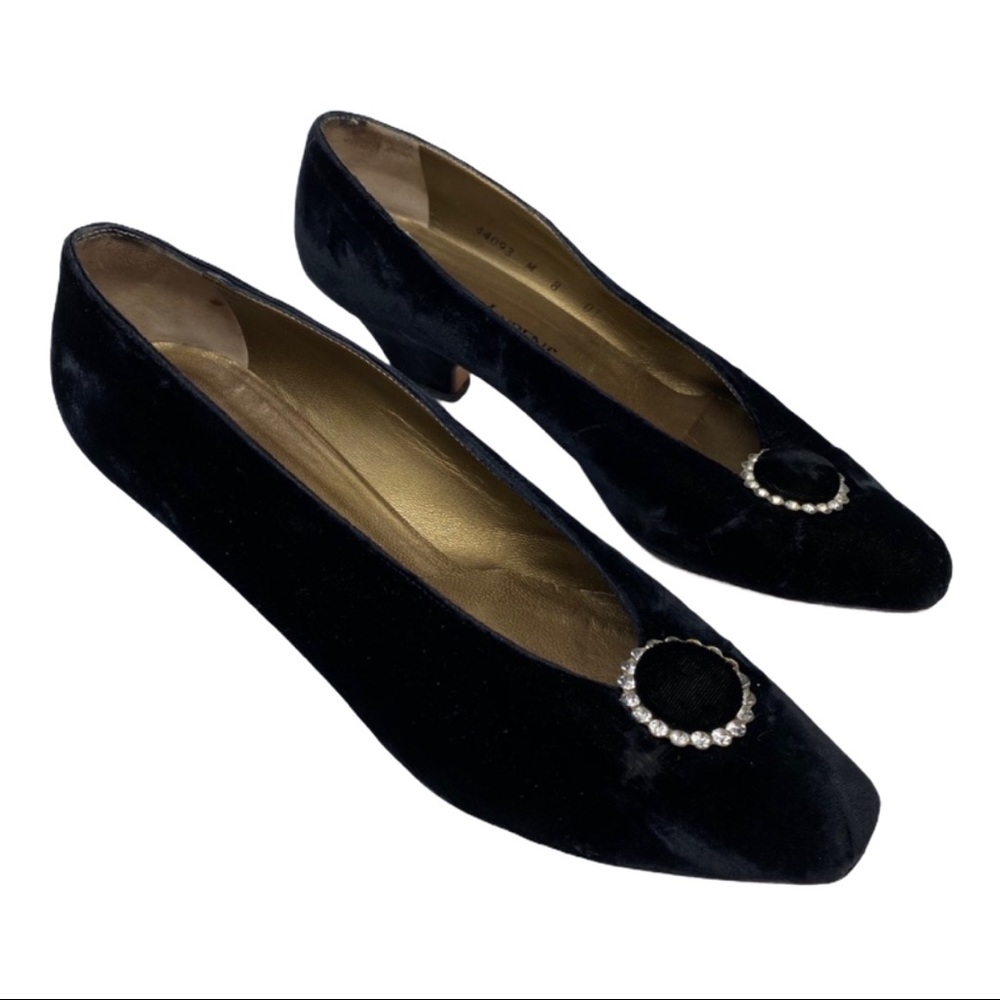 Yves Saint Laurent Black Velvet Kitten Heels